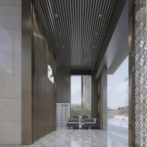 现代小区入户单元门3D模型下载